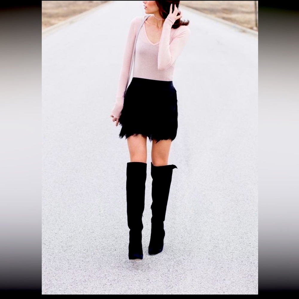 HALOGEN Black Suede Leather Over The Knee Block Heel Boots 6.5 M - Picture 8 of 8